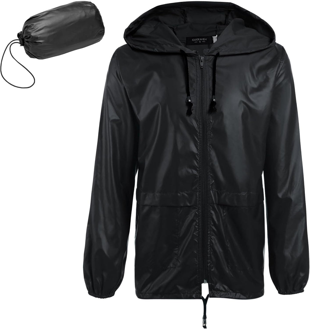 COOFANDY Mens Packable Rain Jacket Lightweight Waterproof Raincoat with Hood Outdoor Rain Gear Travel Hiking Cycling