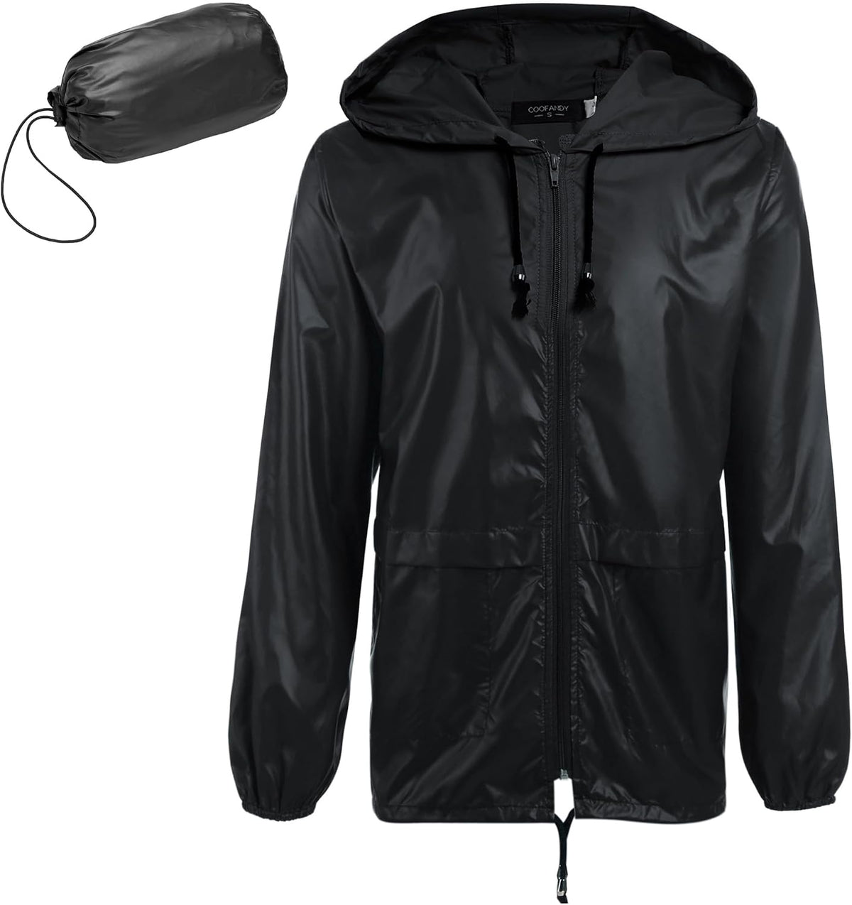 COOFANDY Mens Packable Rain Jacket Lightweight Waterproof Raincoat with Hood Outdoor Rain Gear Travel Hiking Cycling