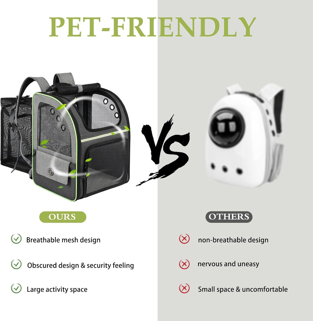 Cat Carrier Backpack, Large Cat Backpack Carrier Soft, Expandable Airline Approved Cat Carrier for Small Dogs Puppies Medium Cats Suitable for Hiking/Camping