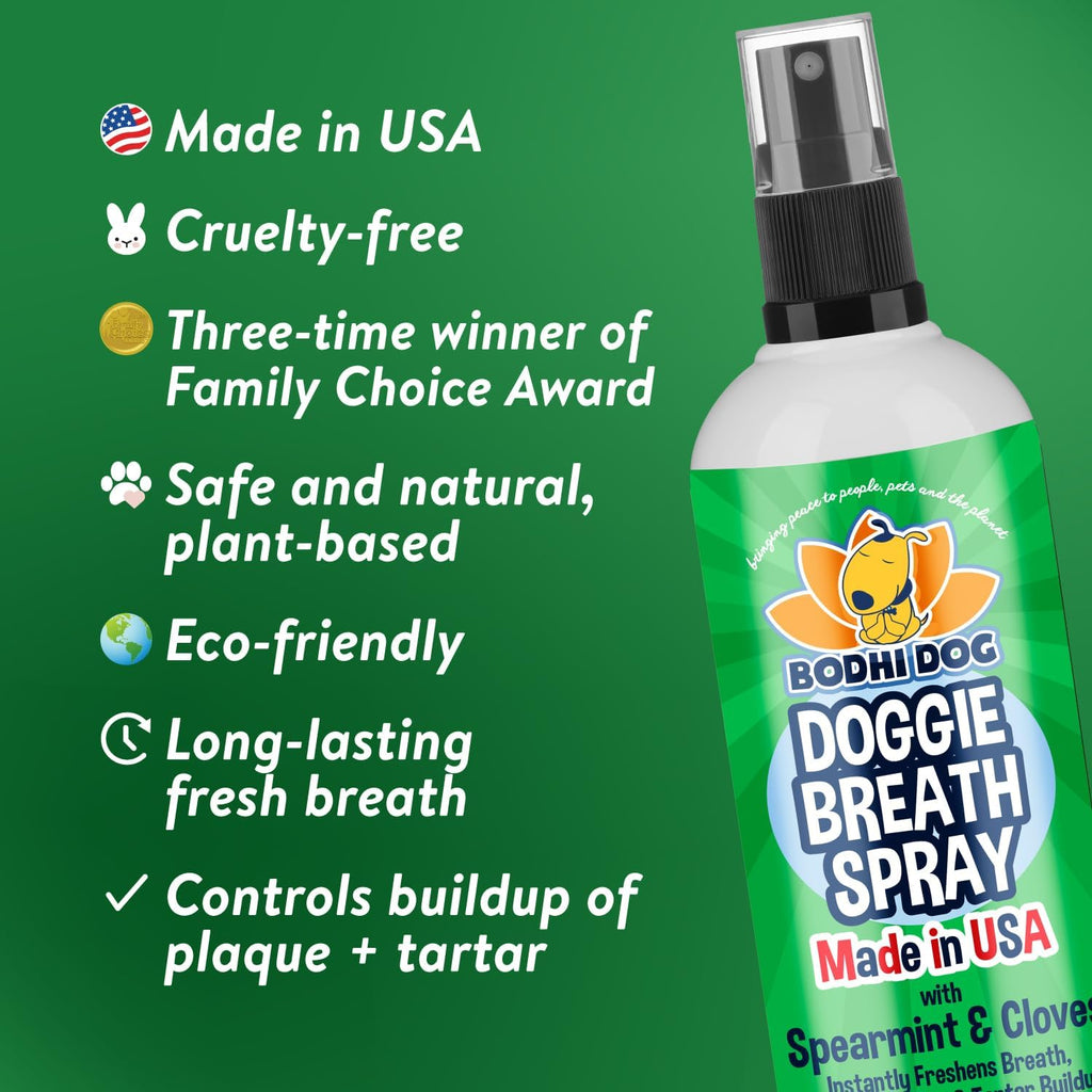 Bodhi Dog Natural Dog Breath Freshener Spray | Fresh Breath for Dogs, Tartar & Plaque Remover | Supports Teeth & Gum Health | Bad Breath Treatment & Promotes Clean Oral Hygiene | Made in USA | 8oz