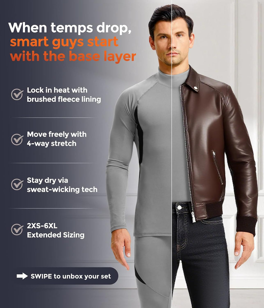 Mens Thermal Underwear Long Johns Set Cold Weather Hunting Base Layer