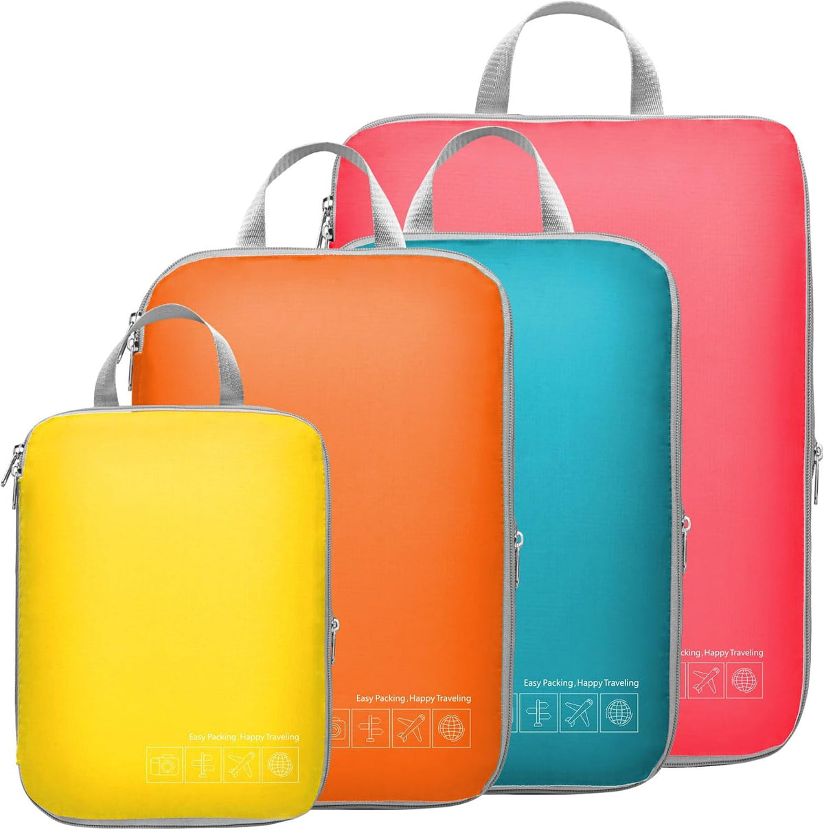 Cambond Compression Packing Cubes for Travel - 4 Set Organizer, Multi-color