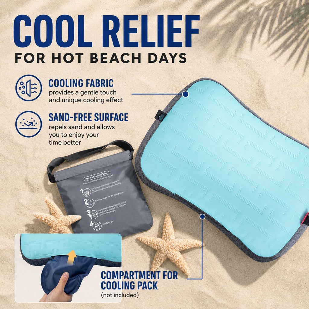 Hikenture Inflatable Beach Pillow with Built-in Sandbag, Removable Cover