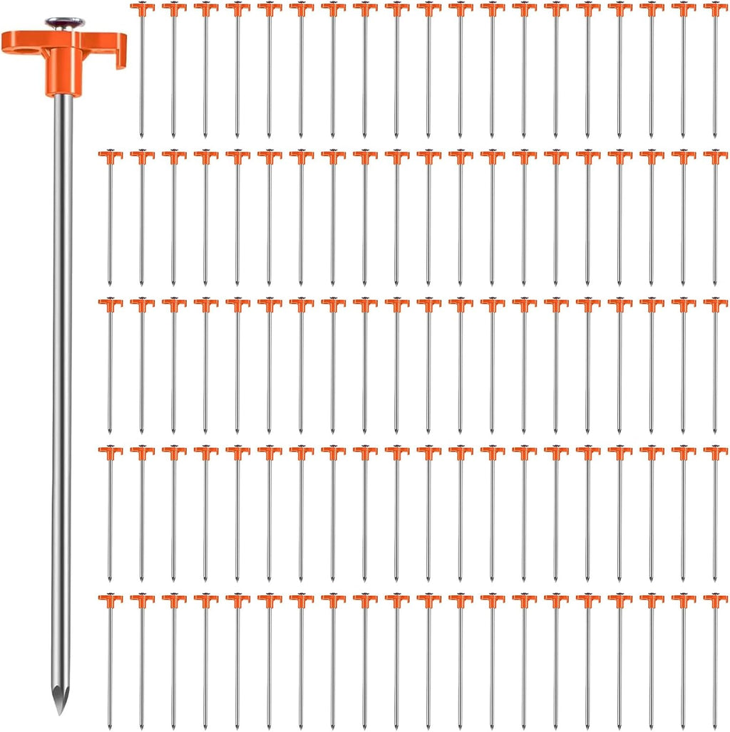 50 Pack Tent Stakes Heavy Duty 10 Inch Camping Stakes Yard Stakes Metal Tent Pegs for Ground Stakes Tent Spikes for Camping Garden Yard (Green)
