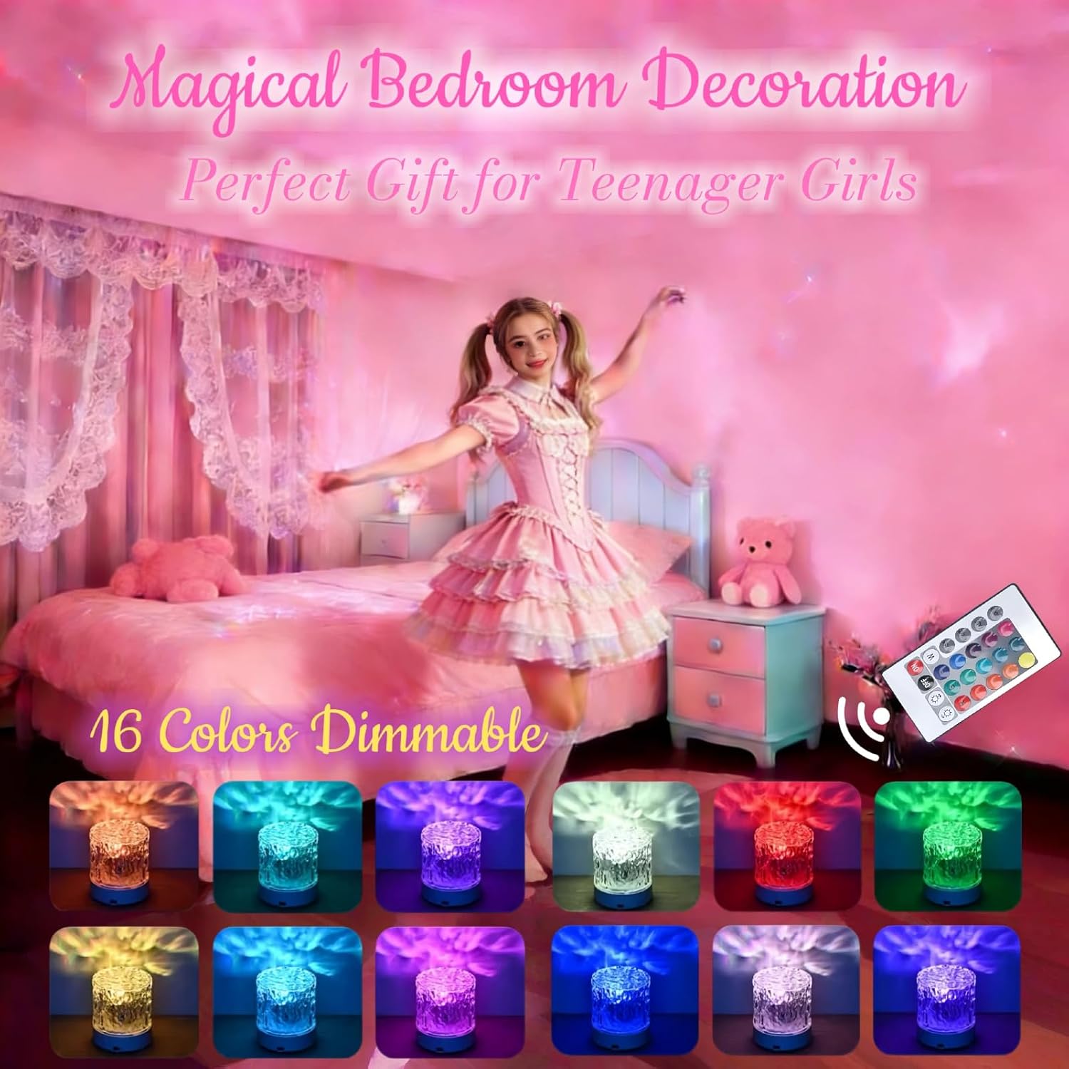 Cordless Northern Aurora Borealis Light Projector for Bedroom-Water Ripple Ocean Wave Projector Light-Shower Lamp-Teen Girl Gifts Trendy Stuff-Shower Mood Light-Bathroom Night Light-Ambient Lighting