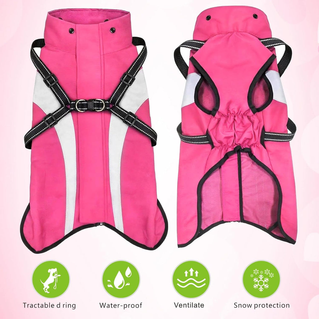 Dog Raincoat Waterproof Raincoats for Dog Reflective Dogs Rain Jackets with Hood Hoodie Pet Rain Poncho Coat for Small Medium Large Dogs Puppies S-XXL (Pink, XL)