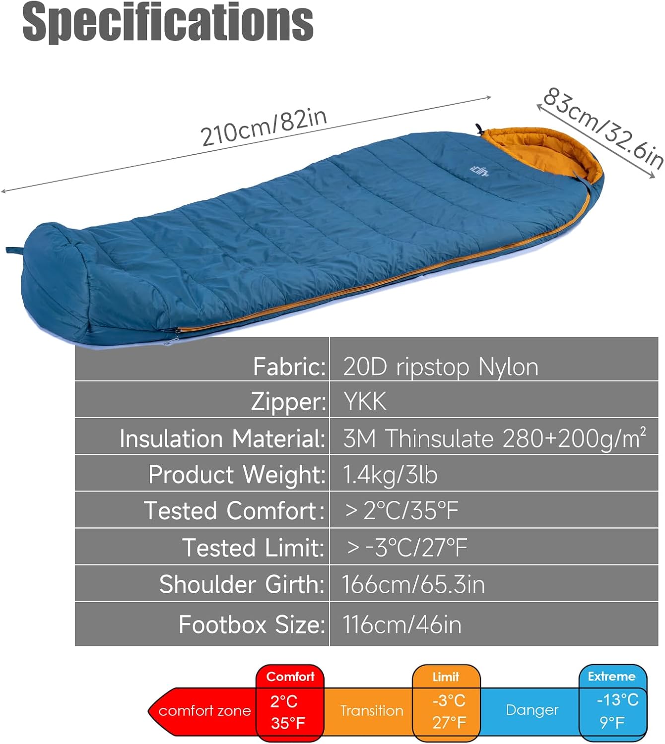 iClimb 3M Thinsulate Insulation Sleeping Bag