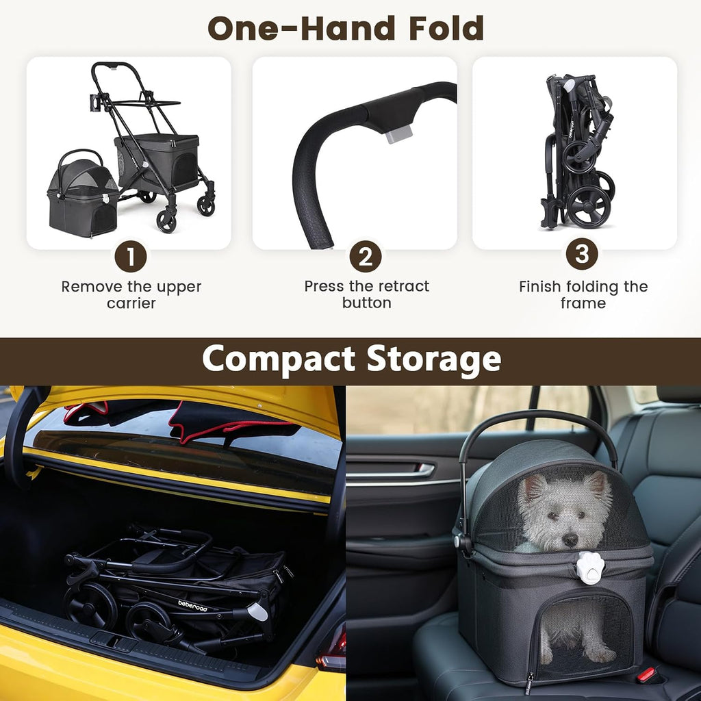 T1 Double Pet Stroller for Small Dogs & Cats (Black)