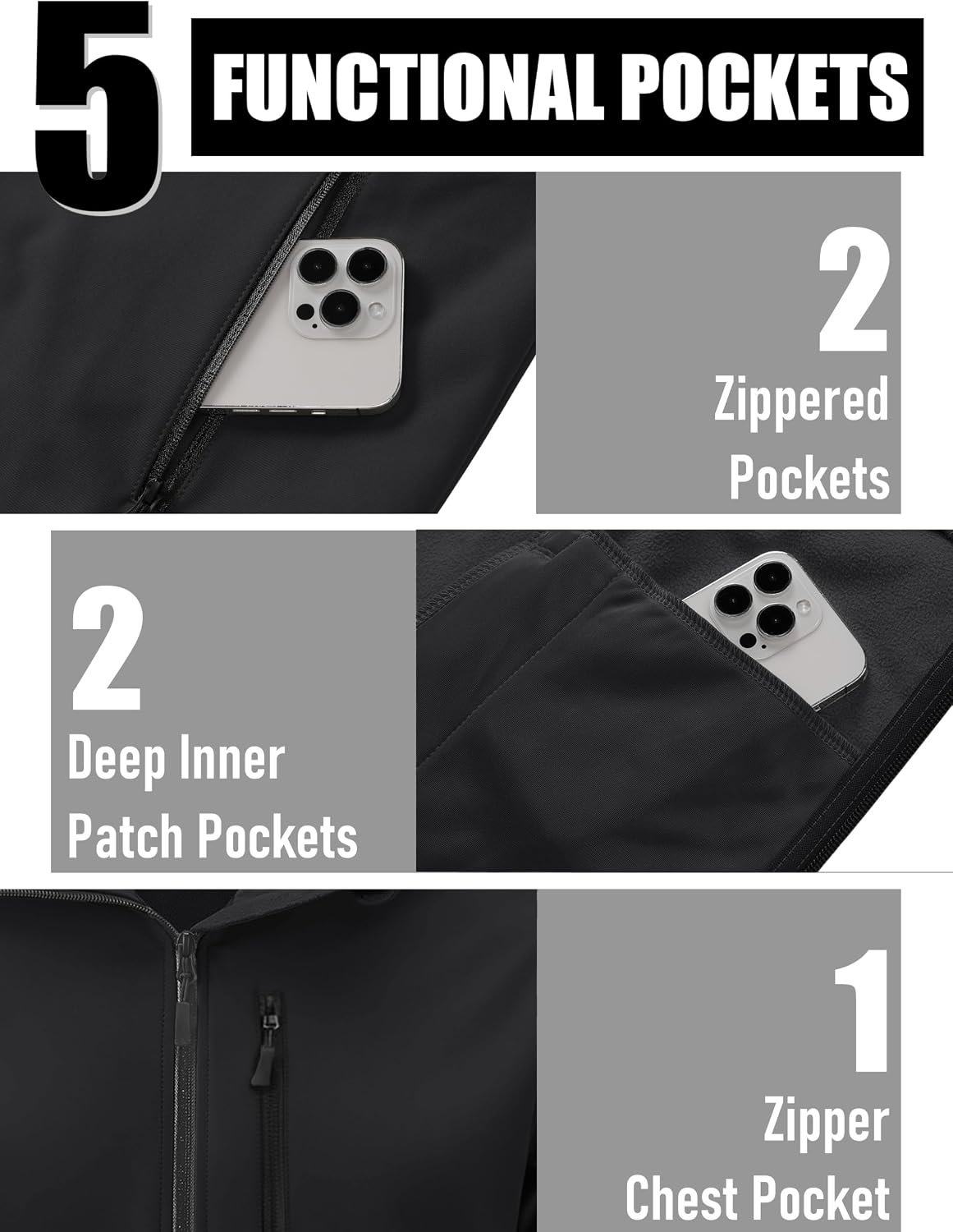 MAGCOMSEN Men's Jacket Waterproof Fleece Lightweight Softshell Rain Coat