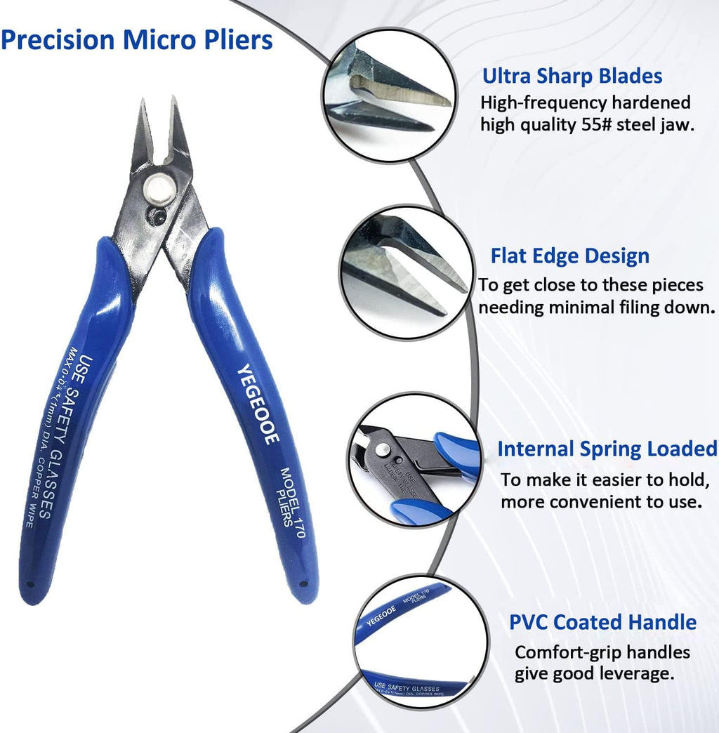 Small Wire Cutters, 10PACK Precision Diagonal Cutting Pliers Side Cutter, Nippers, Micro Flush Cutters, Shear Cutters, Wire Snips