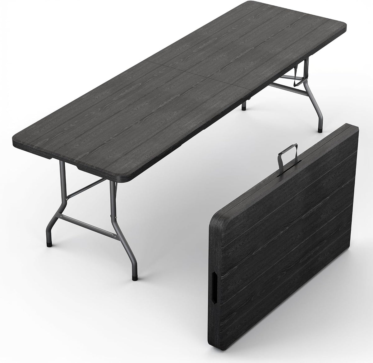 4 Feet Foldable Table Adjustable Height with Built in Handle, Steel Legs | 4FT Heavy Duty Portable | Perfect for Party Dining Wedding Events Picnic Indoor Outdoor Camping Utility Folding - 4 Foot