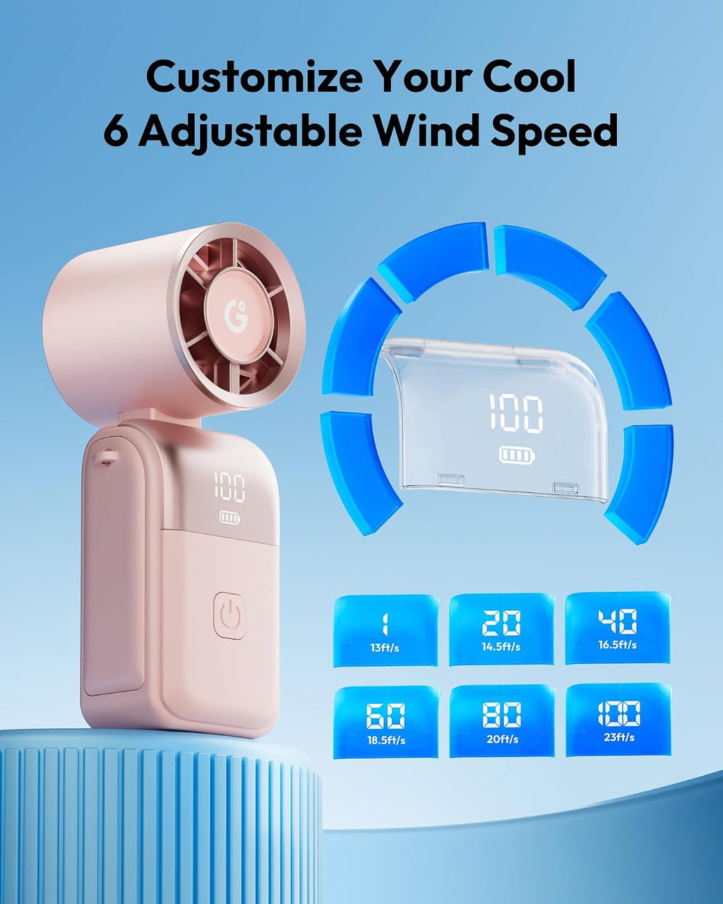 Gaiatop Portable Mini Fan Handheld, 3-in-1 Foldable Pocket Fan, Up to 15H