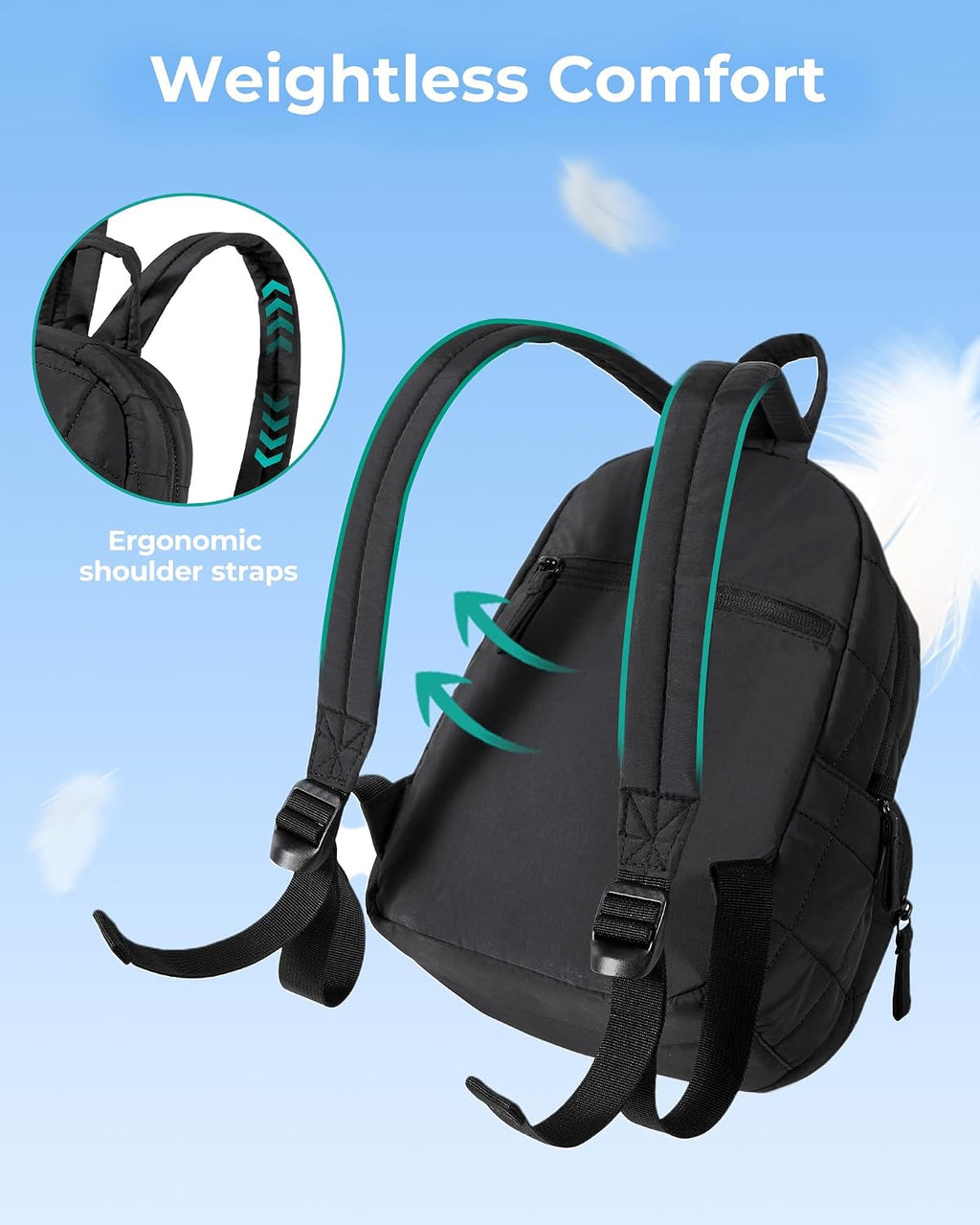 BAGSMART Mini Backpack for Women, Small College Backpack, Classic Black