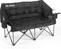 Oversized Double Camping Chair Padded Camping Chairs for Adults,Gray Leaves
