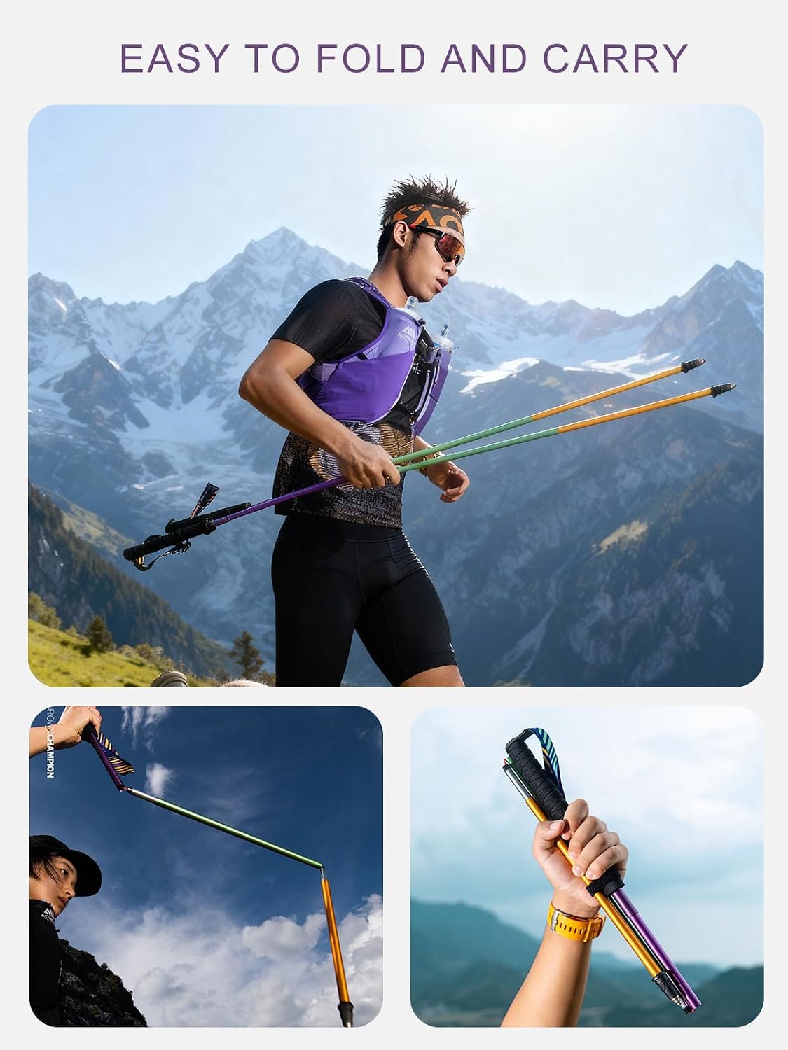 AONIJIE Trail Running Poles Collapsible Hiking Poles for Travel Backpacking