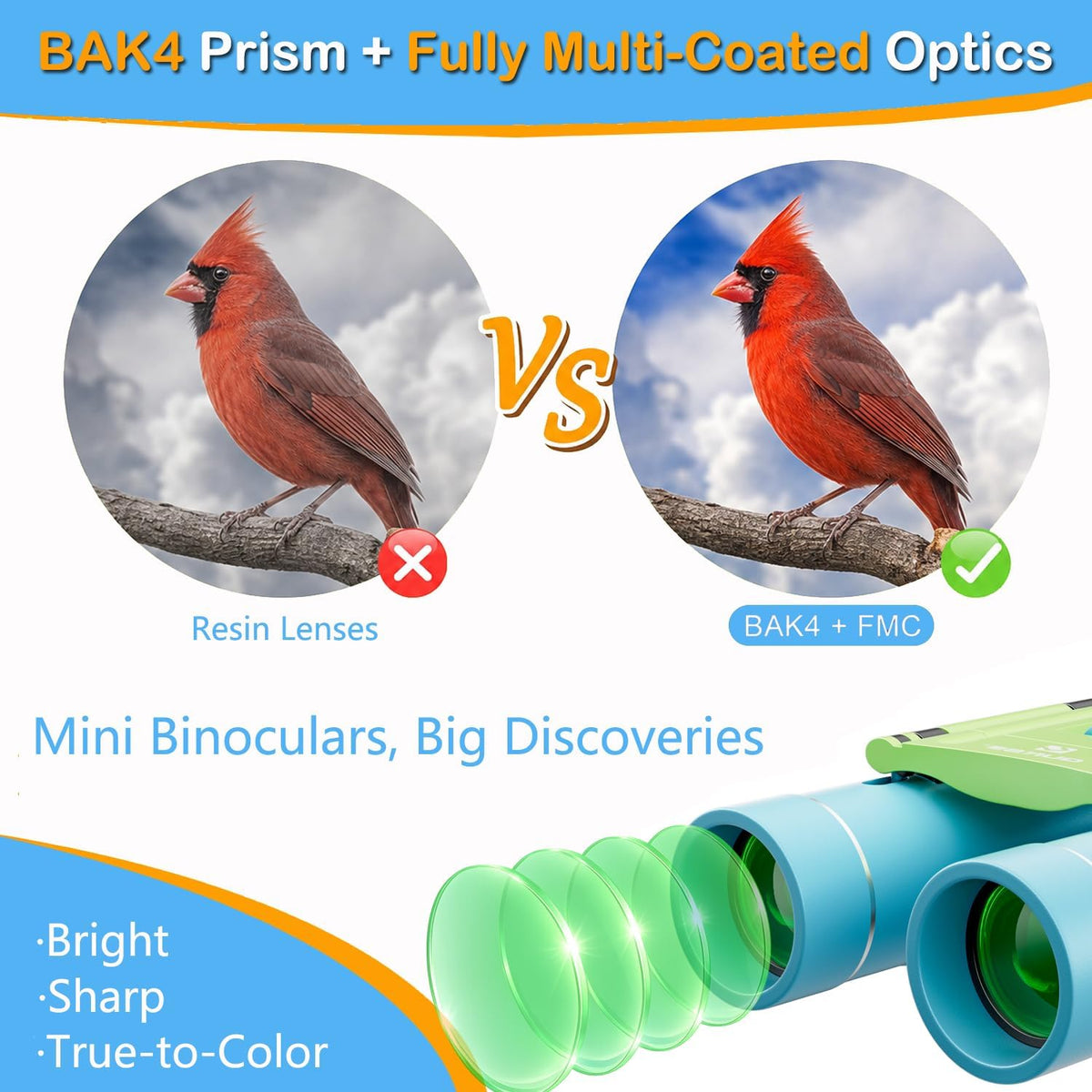 10x25 Binoculars for Adults Kids Waterproof Compact Bird Watching