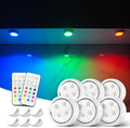 Push Lights with Remote 6-Piece Battery-Powered LED Hockey Puck Lights, Wireless Under-Cabinet & Baseboard Illumination, Dimmable & Color-Changing (White, White)