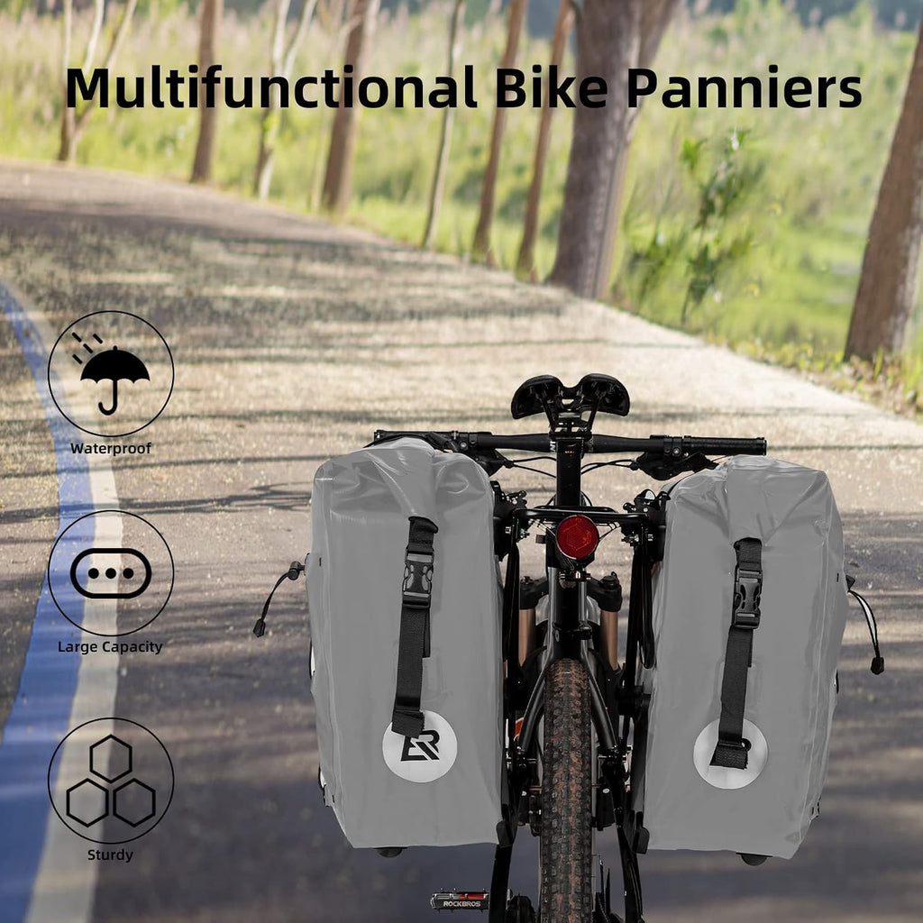 ROCKBROS Bike Panniers Waterproof Max 30L Capacity Cycling Traveling 2 Pack