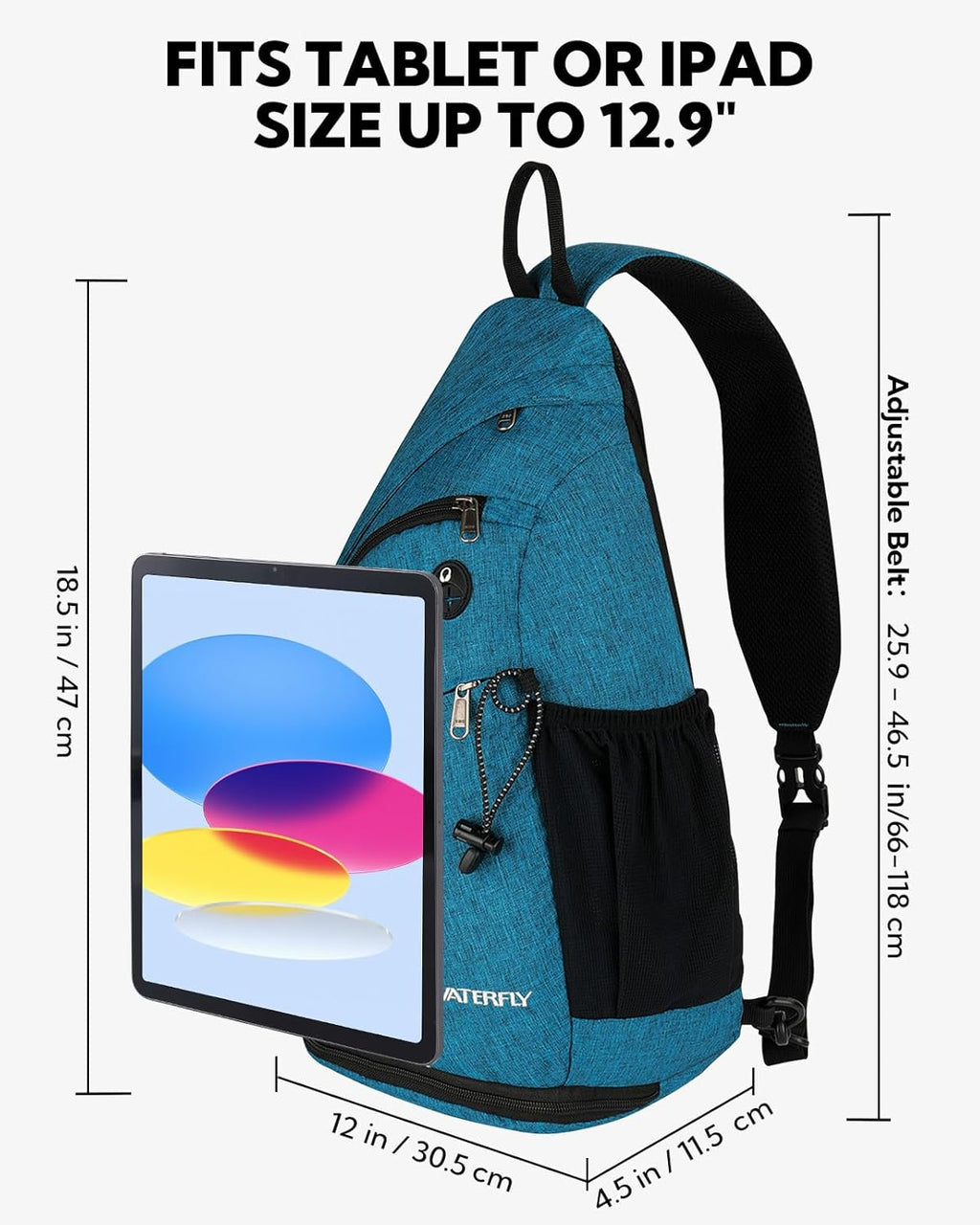 WATERFLY Large Sling Bag Crossbody Backpack Chest Pack for Men Women