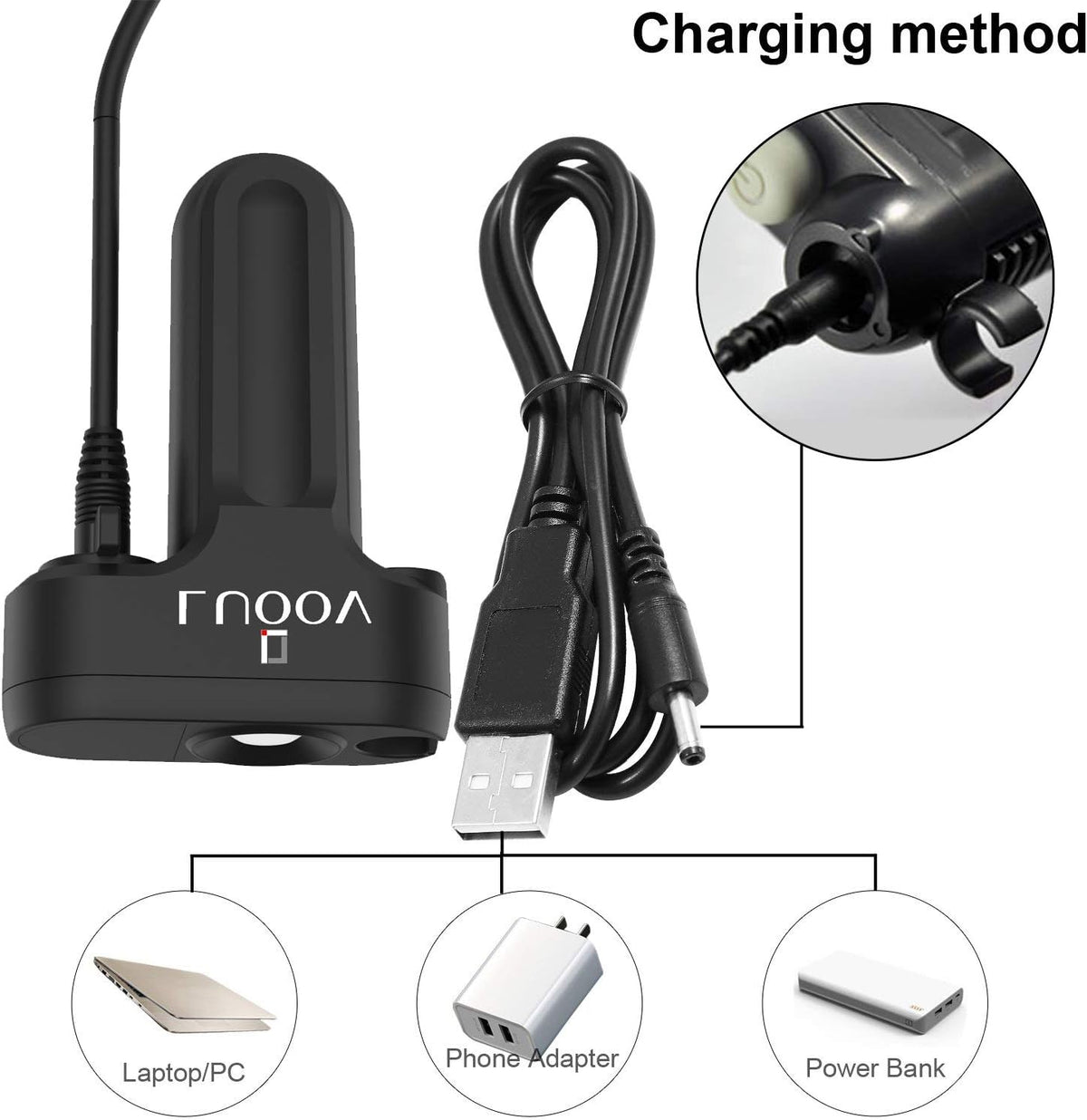 Portable Camping Shower, Compact Shower Pump with USB Rechargeable Battery, Handheld Outdoor Shower Head for Camping, Hiking, Traveling, w/3.7V Pump, 6-Ft Hose, Bidet Head (Upgraded)