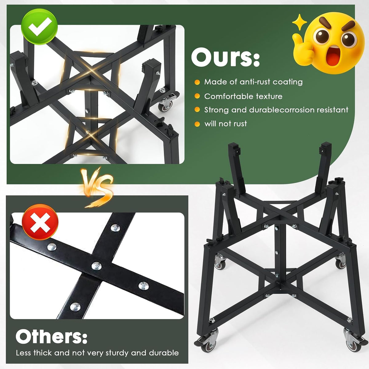 Green Big Egg Nest, Rolling Cart for Big Green Egg Accessories