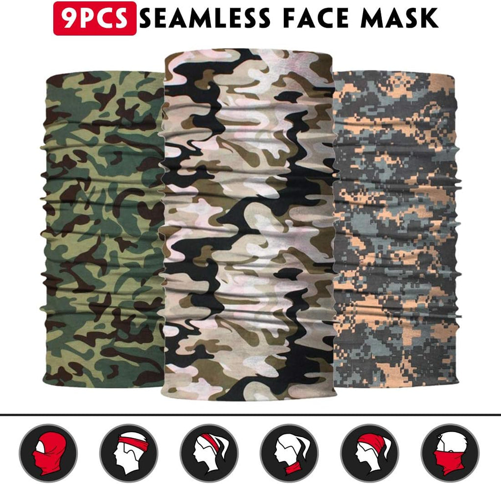 Neck Gaiter for Men Women Headwear Bandana Head Wrap Face Scarf Mask Cover Warmer Balaclava-Seamless & Versatile