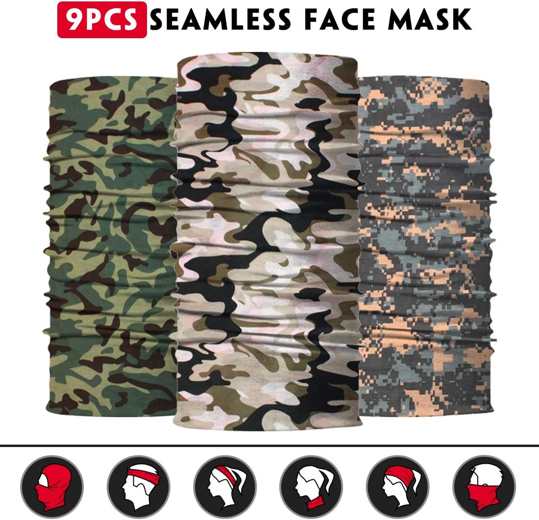 Neck Gaiter for Men Women Headwear Bandana Head Wrap Face Scarf Mask Cover Warmer Balaclava-Seamless & Versatile
