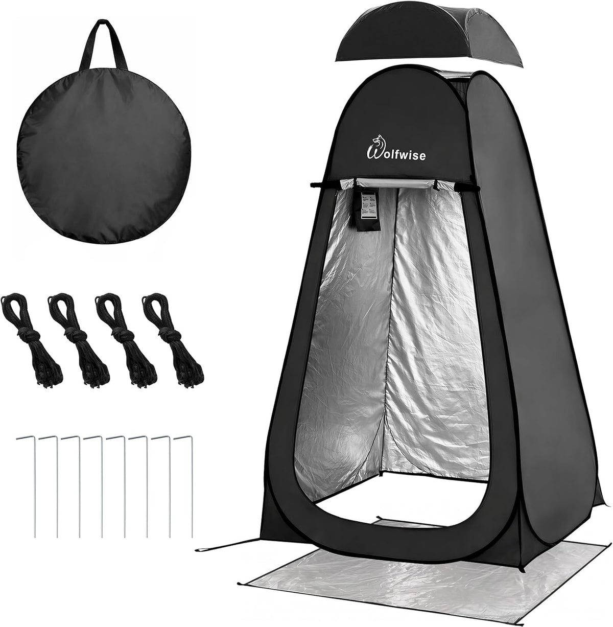 WolfWise PRO Pop Up Shower Tent with Silver Coated, Floor and Rain Fly