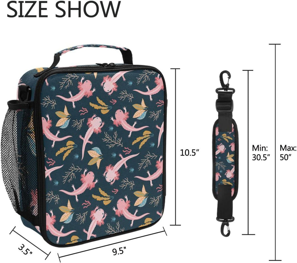 Axolotl Lunch Box Insulated Lunch Bag Cooler Tote Bag