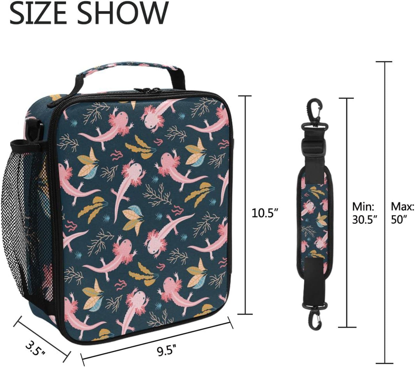 Axolotl Lunch Box Insulated Lunch Bag Cooler Tote Bag