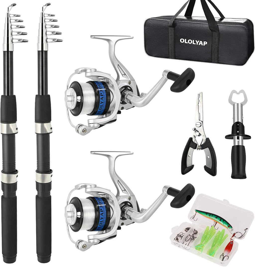 2PCS Fishing Rod and Reel Combo 6.9ft Telescopic Fishing Pole