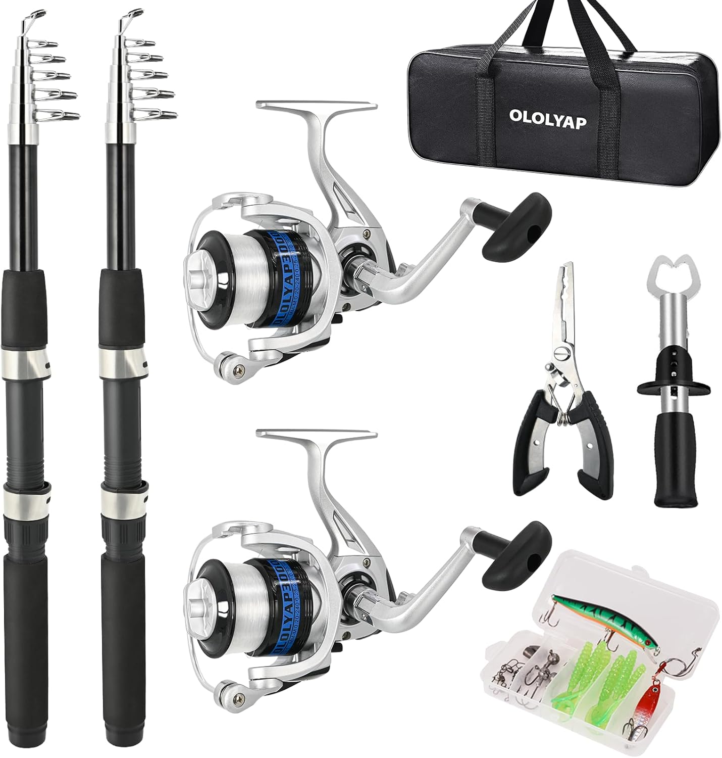 2PCS Fishing Rod and Reel Combo 6.9ft Telescopic Fishing Pole