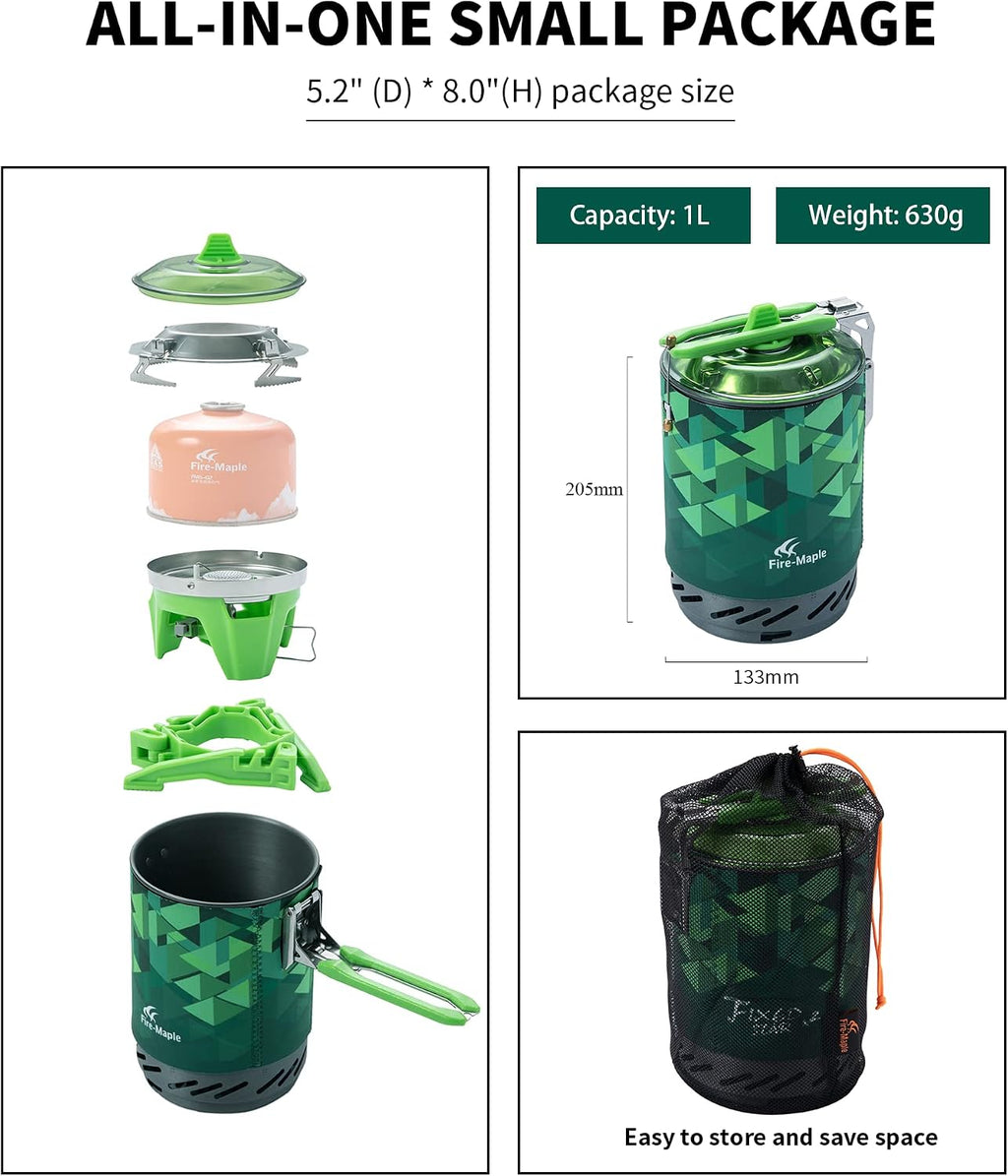 Fire-Maple Fixed Star X2 Backpacking Camping Stove System, Green Ombre