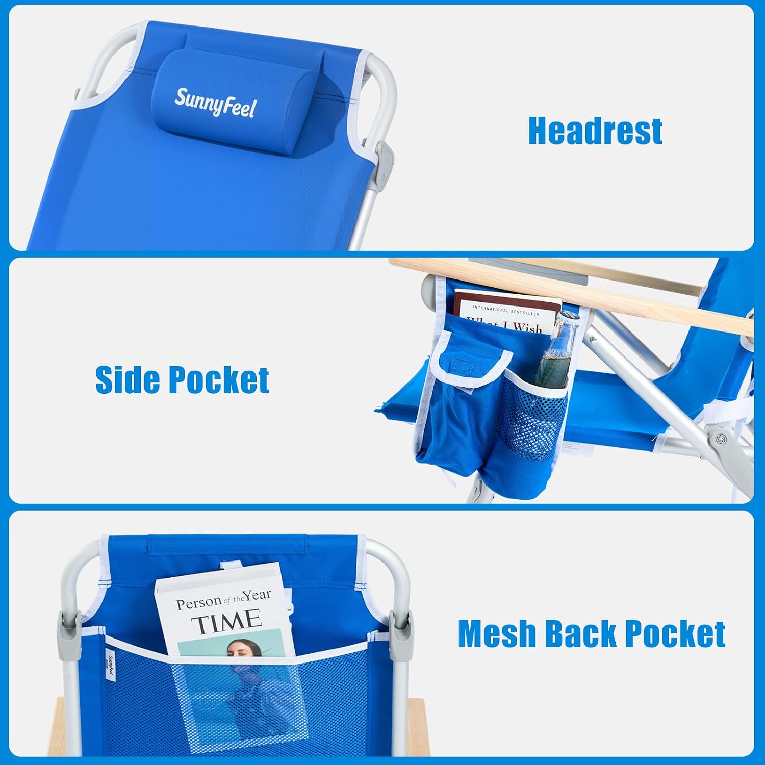 SUNNYFEEL XL 28" Extra Wide Beach Chair for Adults,Low Backpack Beach Chair