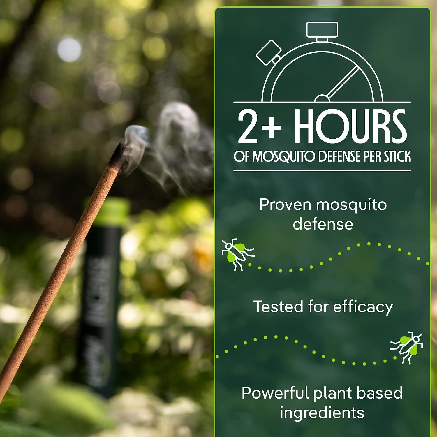 Murphy's Naturals Citronella Mosquito Repellent Incense Sticks, 24 Count | Bamboo-core sticks infused with citronella, rosemary, lemongrass, peppermint & cedarwood oils; 2+ hr burn for outdoor use
