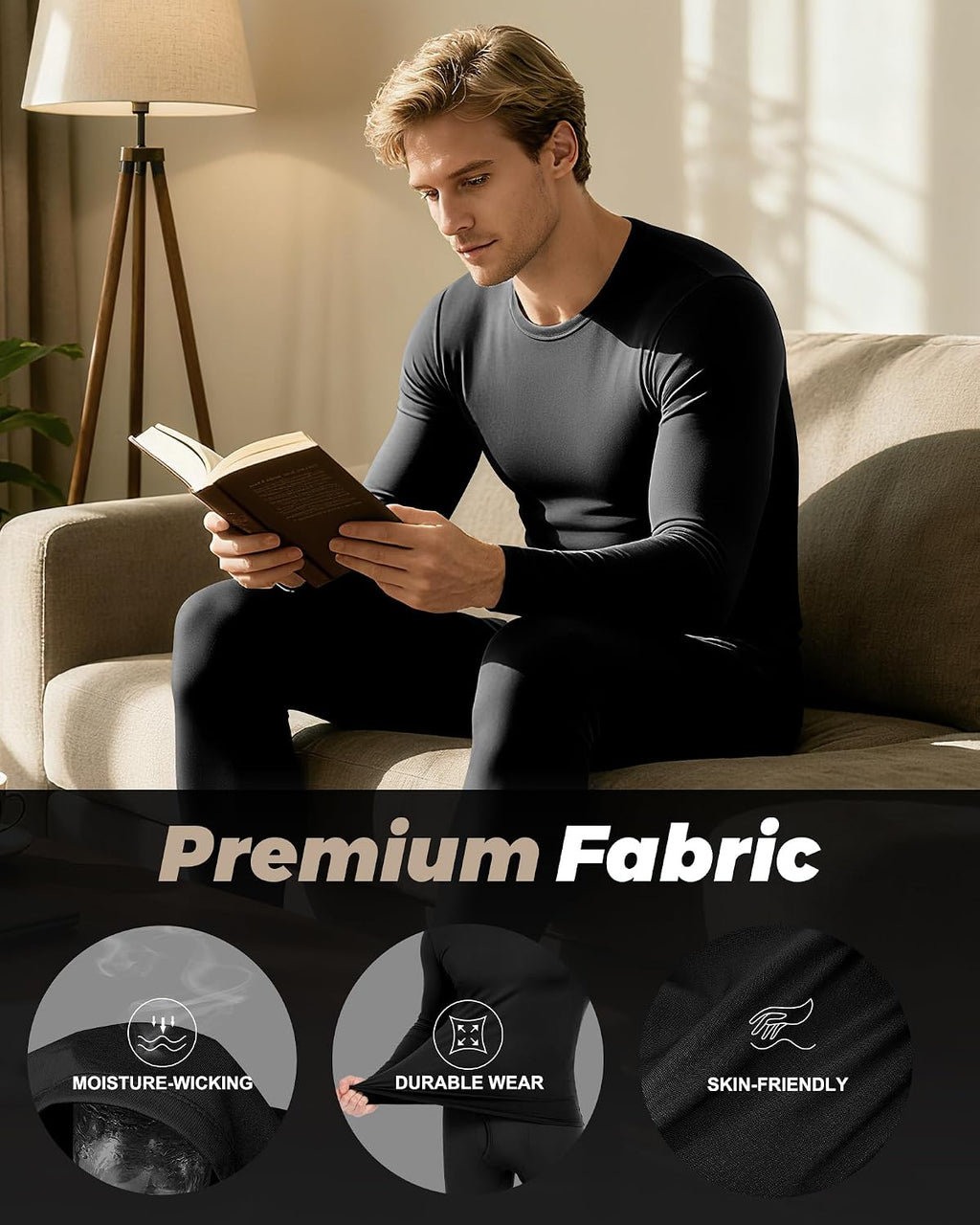 Thermal Underwear for Men Long Johns Set Fleece Lined Winter Cold Weather