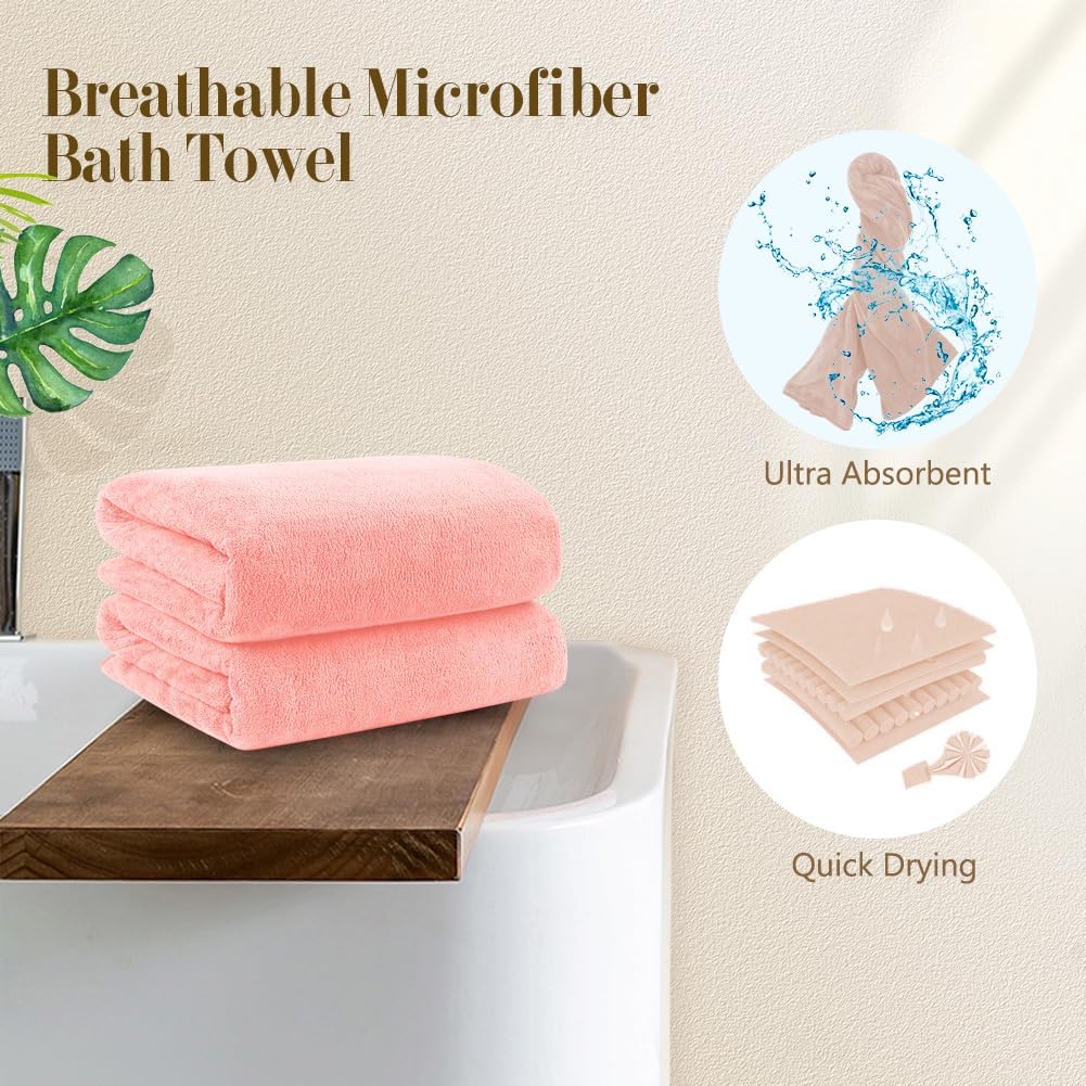 Orighty Bath Towels, Soft Feel Bath Towel, 2 Pack (27'' x 54'')