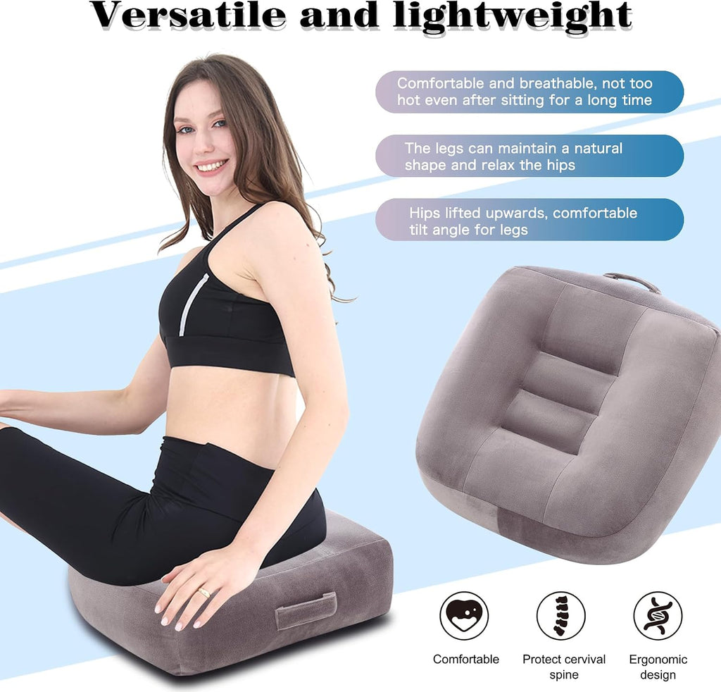 Extra Large Seat Cushion, Thick Chair Cushion Booster for Office Chair, to Rise Height, Velvet Cover with Handle and Anti-Slip Bottom, PP Cotton Filling, Coccyx Pain Relief (Grey, X Large)