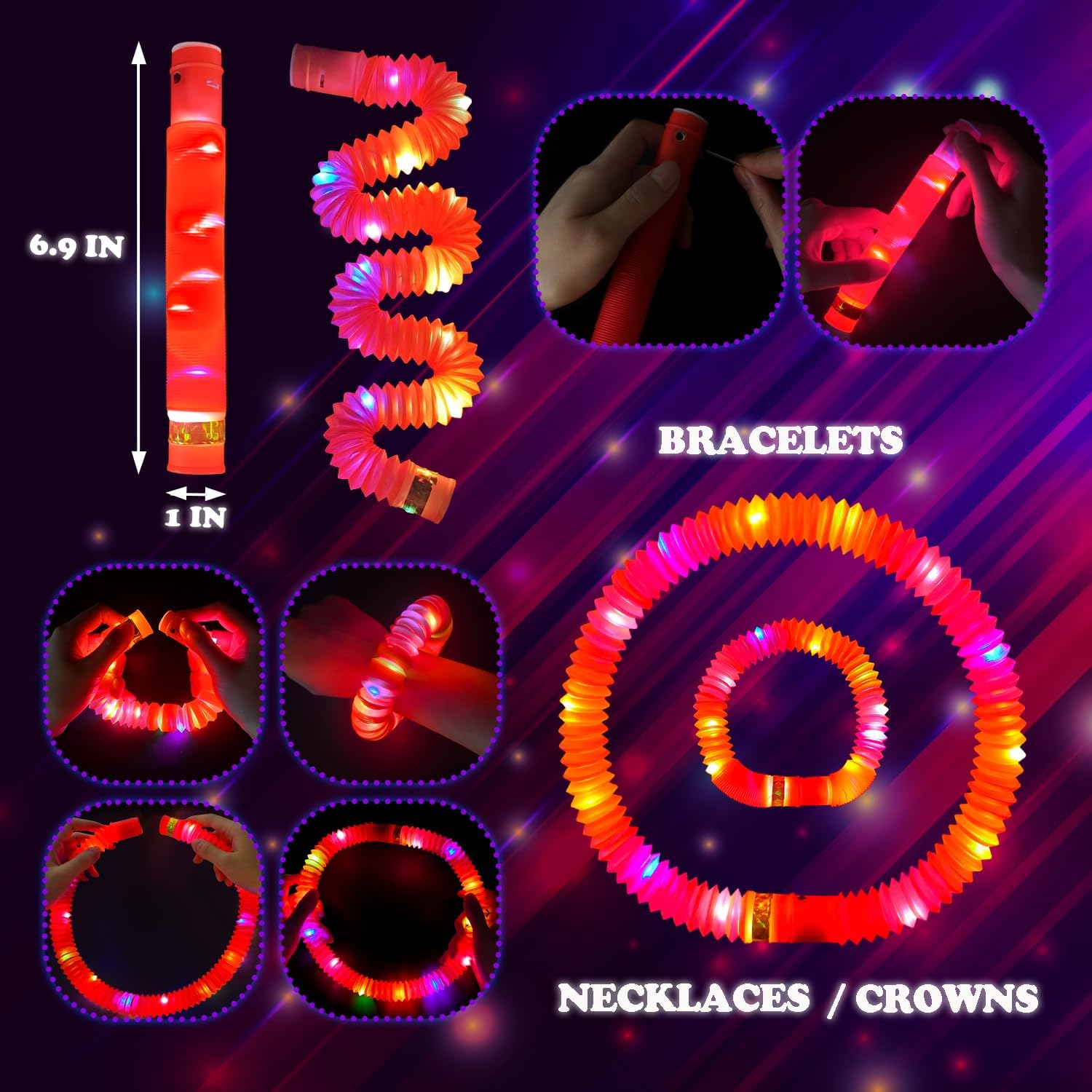 24 PCS Red Glow Sticks Party Favors Supplies Toys Gifts for Kids Adults