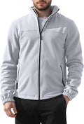 Mens Polar Fleece Jacket Full Zip Lightweight Casual Outdoor Jackets Stand Collar Warm Coats with Pockets