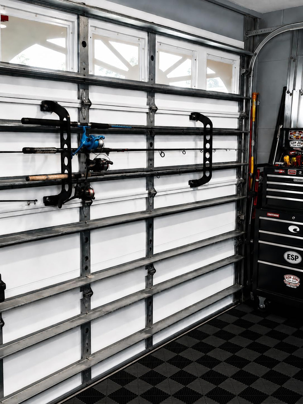 Cobra Storage Garage Door Storage Rack - 21" Black ABS Plastic Fishing Rod Holder - Ultimate Garage Organization for Fishing Gear and Equipment, Saltwater Fishing Gear (1 Pack)