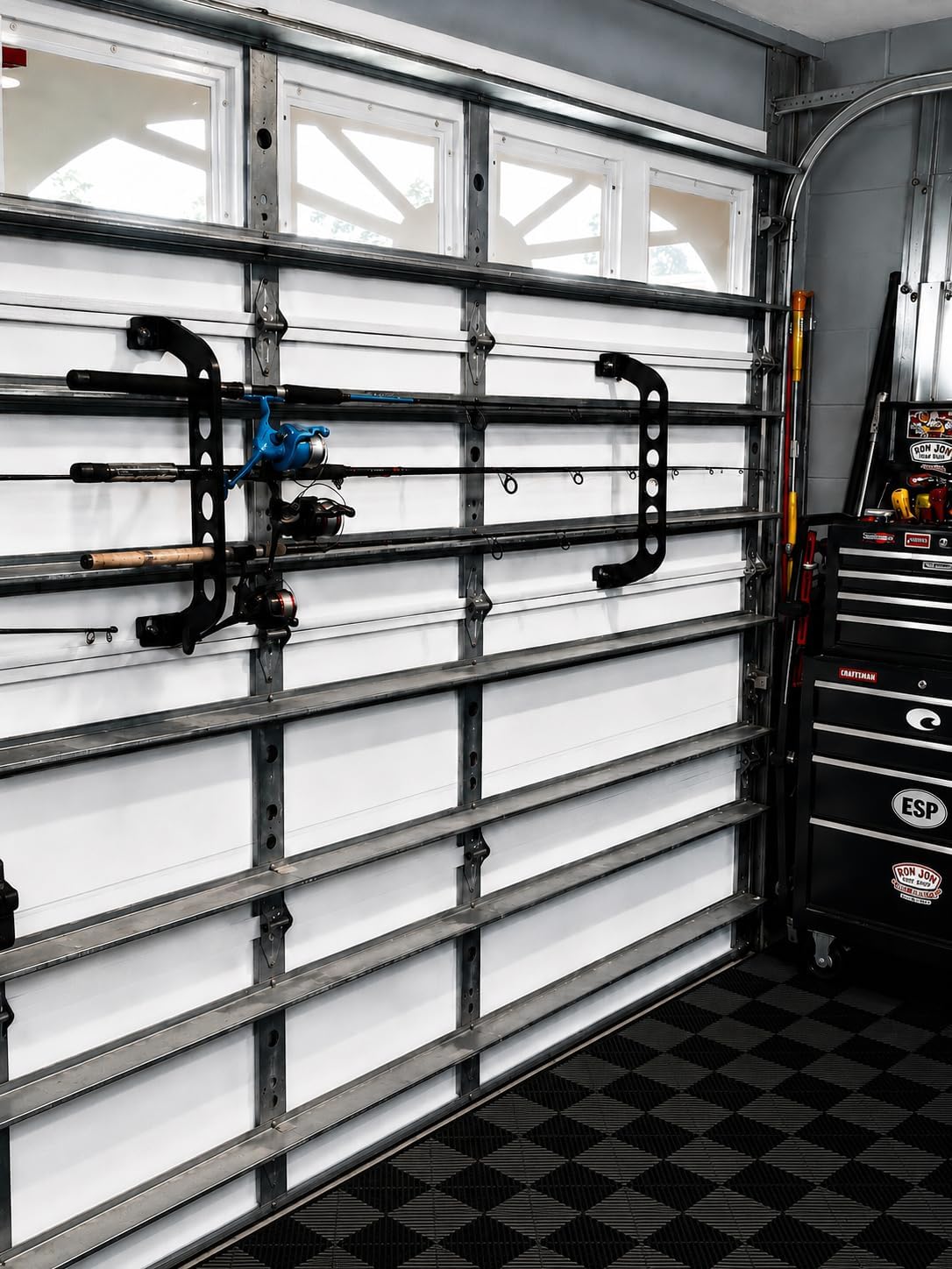 Cobra Storage Garage Door Storage Rack - 21" Black ABS Plastic Fishing Rod Holder - Ultimate Garage Organization for Fishing Gear and Equipment, Saltwater Fishing Gear (1 Pack)