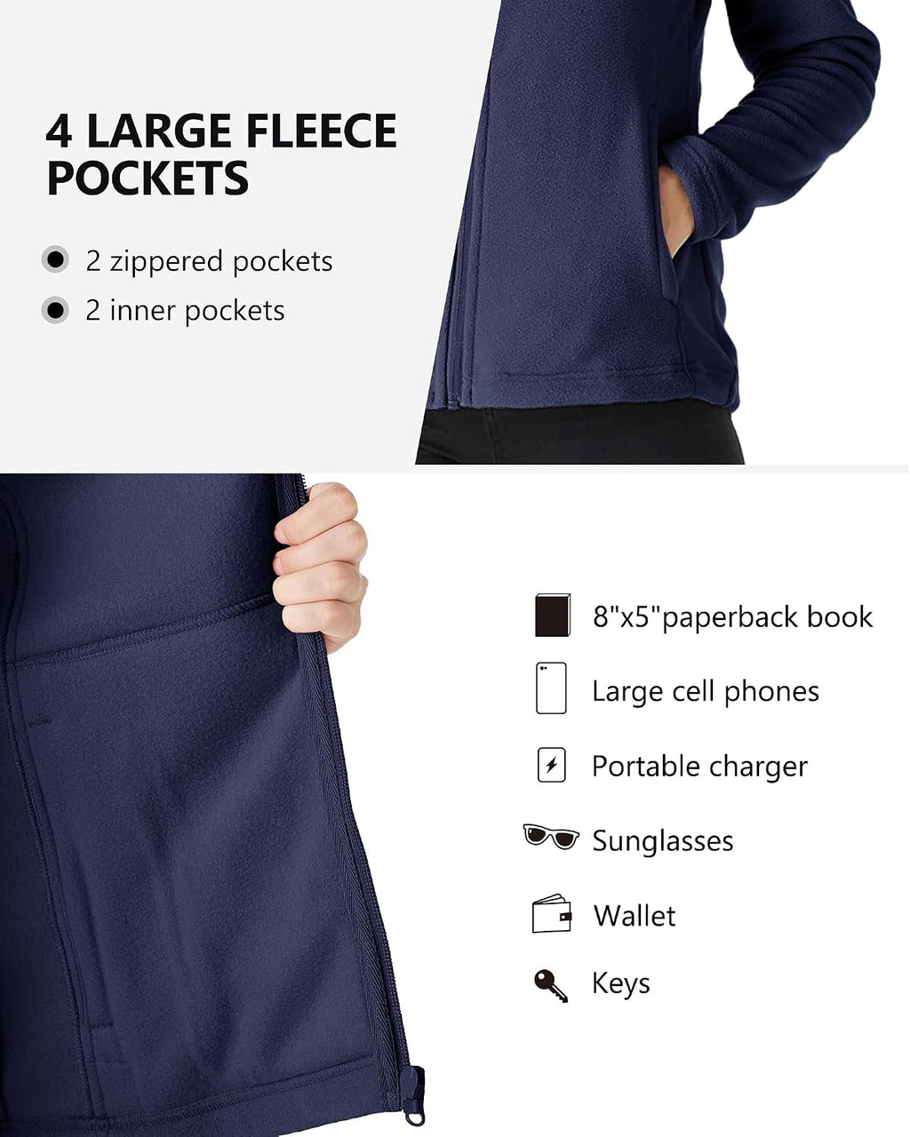 Outdoor Ventures Women's Lightweight Warm Polar Fleece Jacket Zip Up
