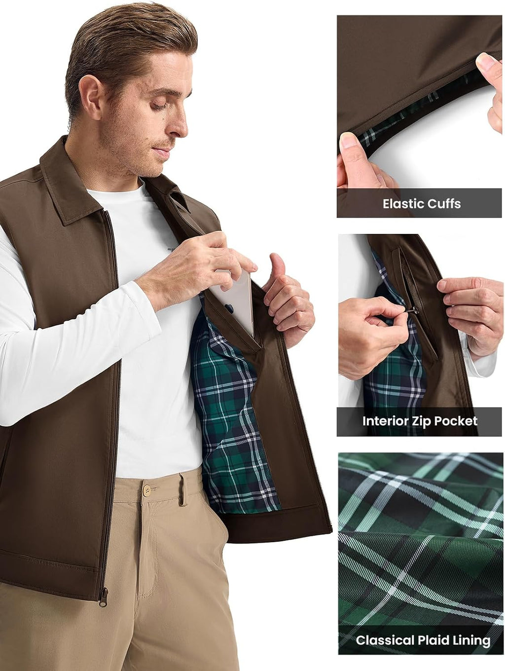 Rdruko Men's Golf Vest Lightweight Summer Casual Zip Windbreaker