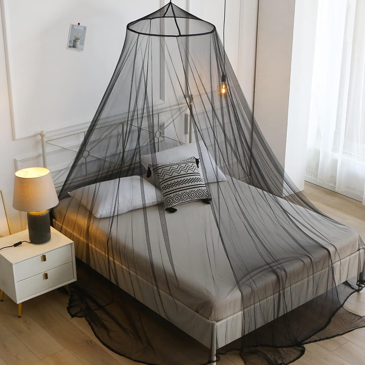 Mosquito Net Bed Canopy for Girls Black Bed Curtains Tent Twin Queen Size