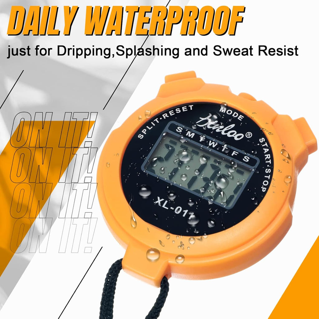 TOODOO 12 Pack Multi Function Digital Stopwatch Timer Bulk Sports Stopwatch with Lanyard Plastic Display Waterproof Date Time Alarm Timer for Coaches Fitness Referees