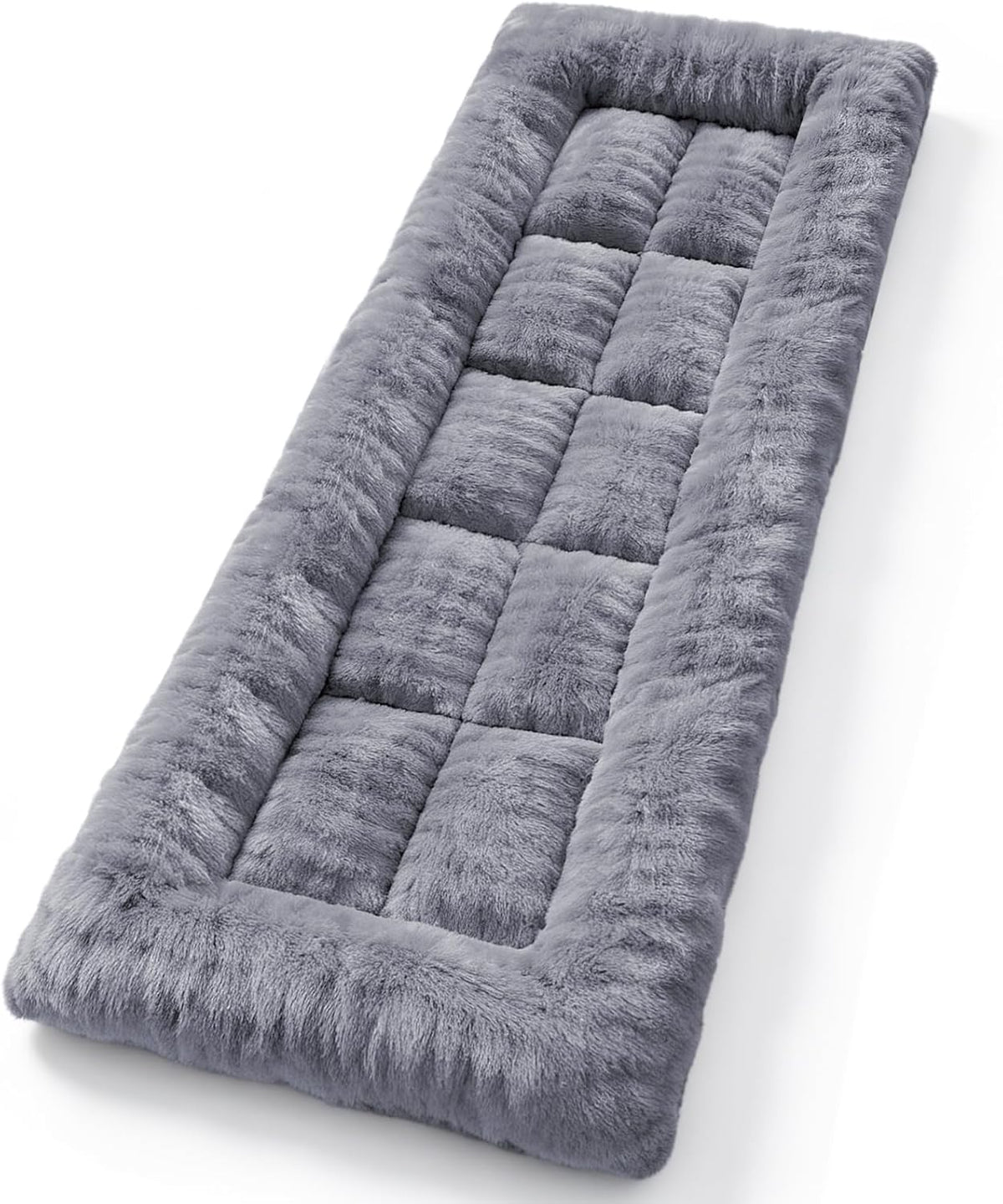 Thick Camping Sleeping Pad - Faux Rabbit Fur Ultra Soft & Non-Slip Sleeping Mat with Portable Roll up Camping Cot Pad for Travel Car Tent Guest Bed