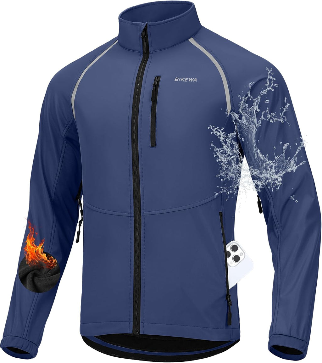 Bikewa Men's Winter Cycling Jackets Thermal Warm Water Resistant Bike Running Windproof Jacket