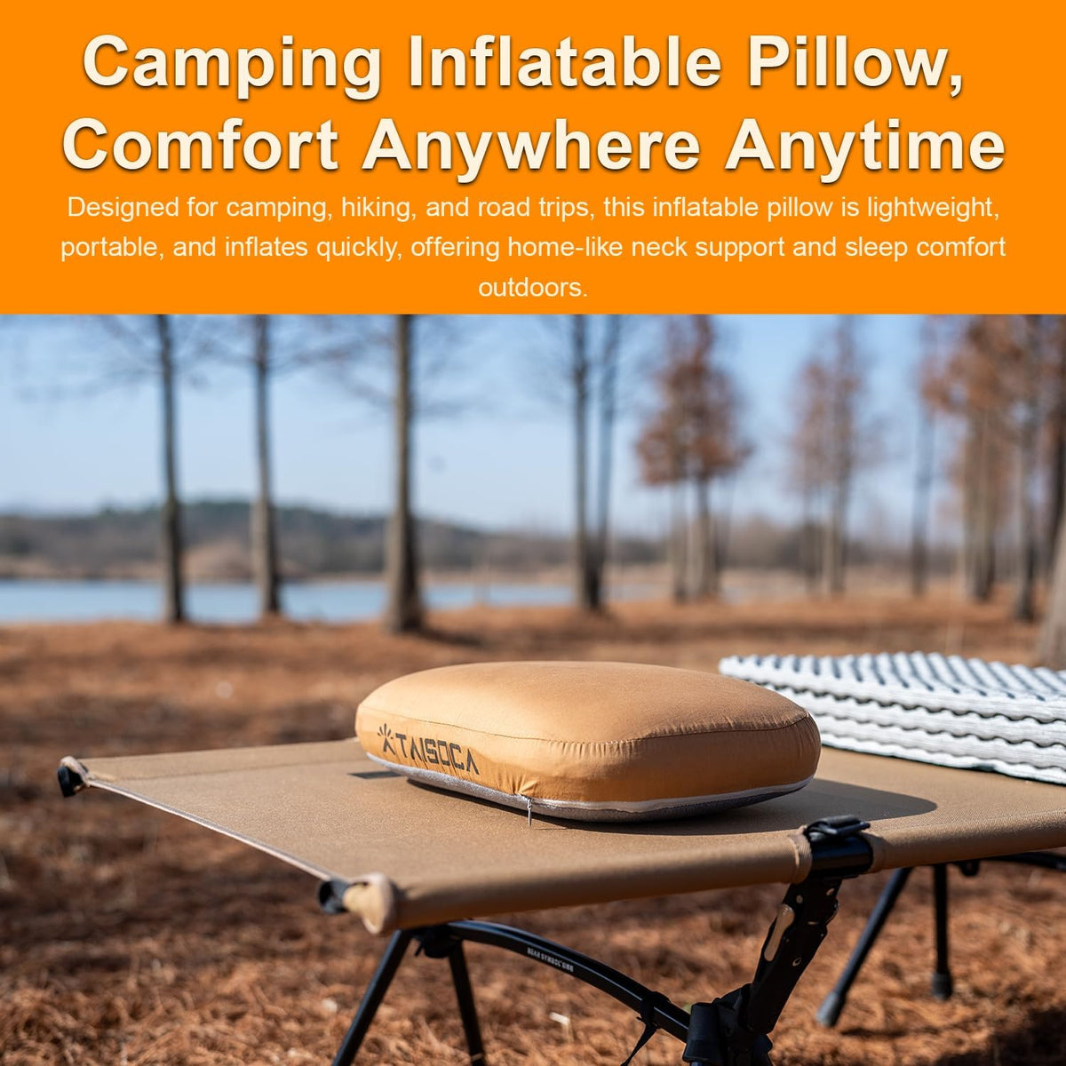 Camping Pillow Memory Foam Pillow, Portable Backpacking Pillow for Travel, Lightweight Compact Pillow with Washable Cover for Camping, Hiking, Backpacking (L)
