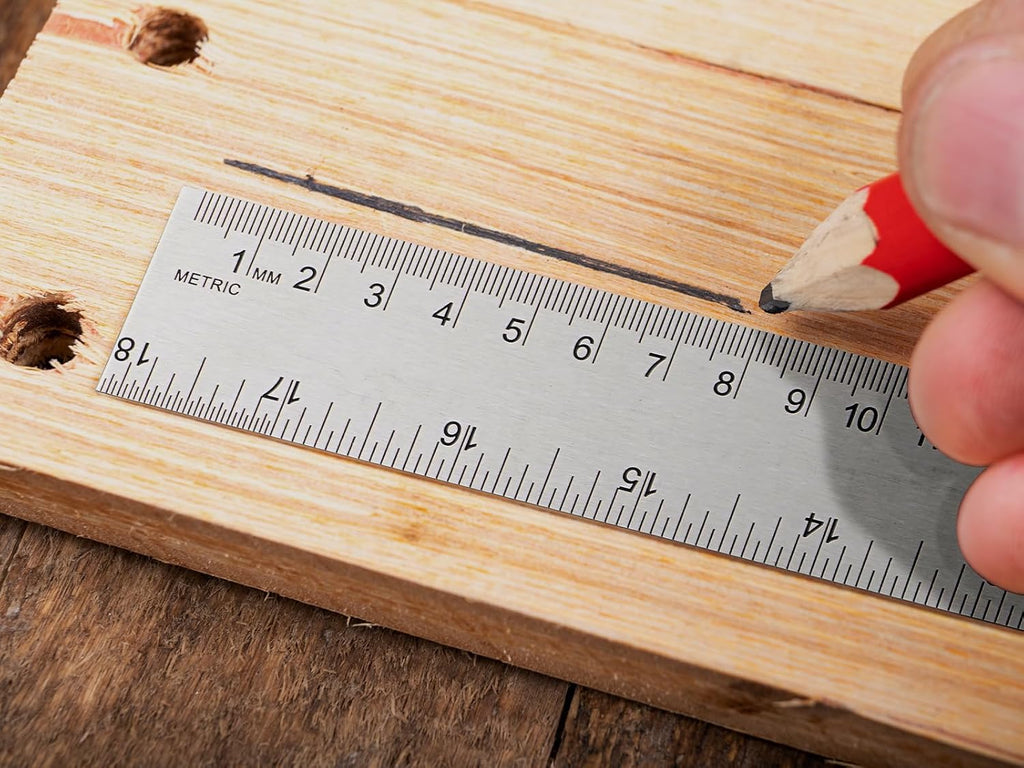 12 Inch Metal Ruler with Cork Backing, Imperial & Metric 10 Pack